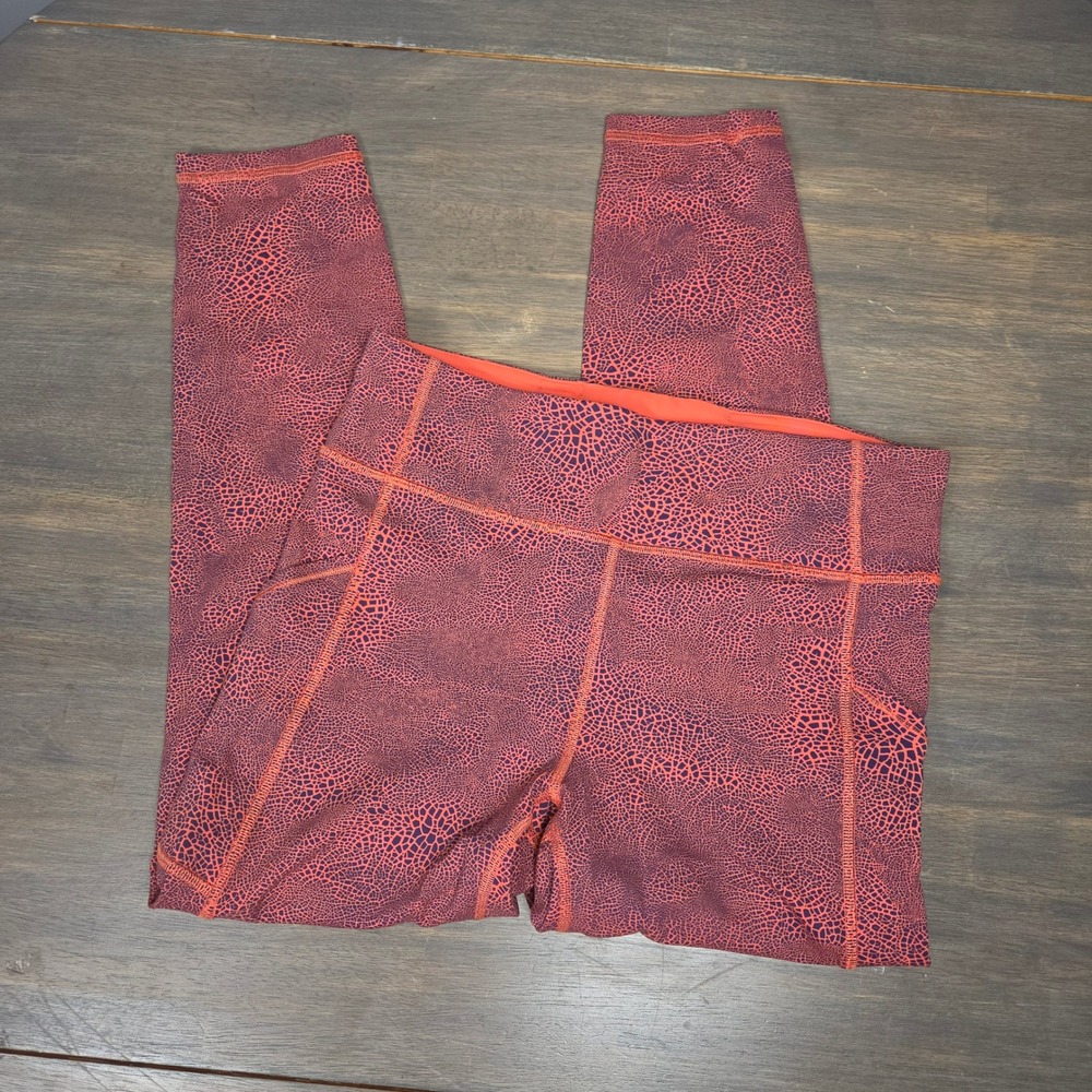 Lululemon Womens 10 Leggings Invigorate 25in High Rise Pockets Orange Larkspur